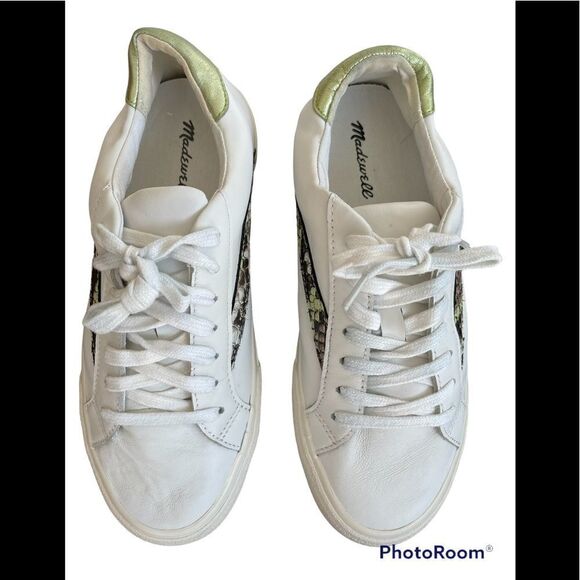 Madewell Womens Sidewalk Low Top Sneakers Snake Print Leather size 7 - Picture 1 of 8